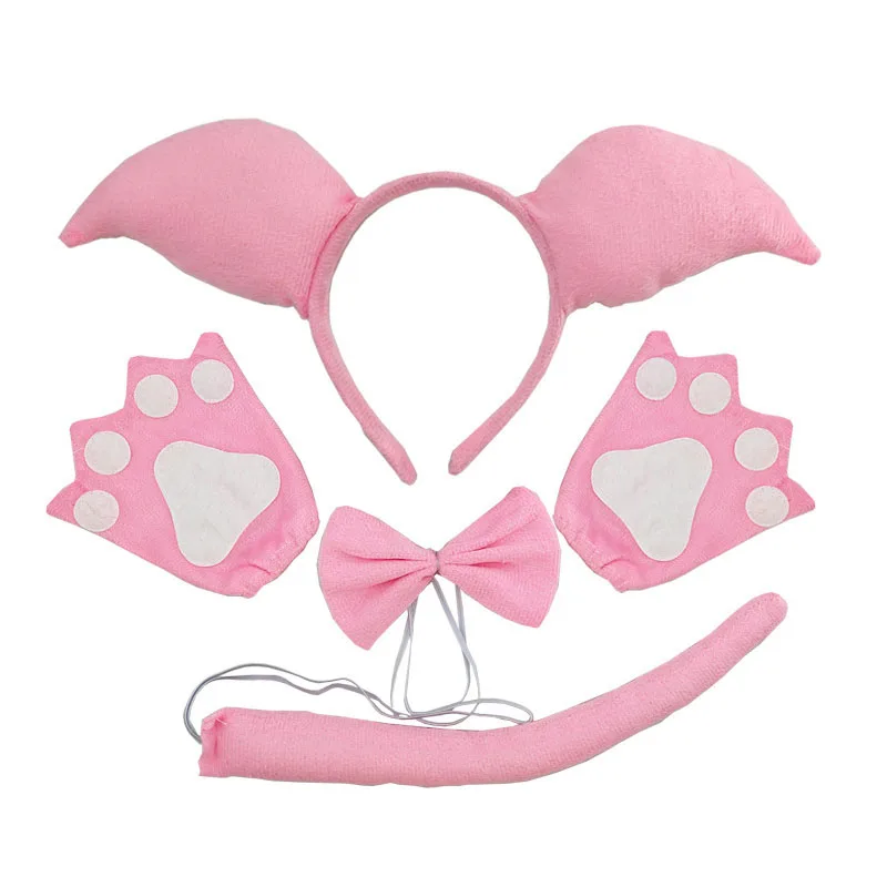 

Kids Girl Rabbit Ears Headband Boy Tiger Mouse Ears Animals Cosplay Tie Tail Sets Children Halloween Party Gifts Decor Costume