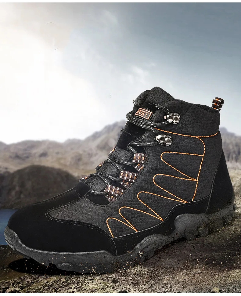 Пара зимних треккинговых ботинок, водонепроницаемые треккинговые ботинки для мужчин и женщин, уличные альпинистские охотничьи ботинки, противоскользящие износостойкие тактические ботинки