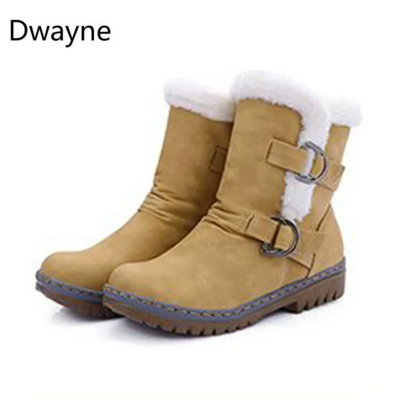 Ceny Modne buty zimowe damskie śniegowe buty płaskie obcasy zimowe buty ciepłe futrzane buty połowy łydki wiosna jesień obuwie damskie Plus rozmiar 34 47