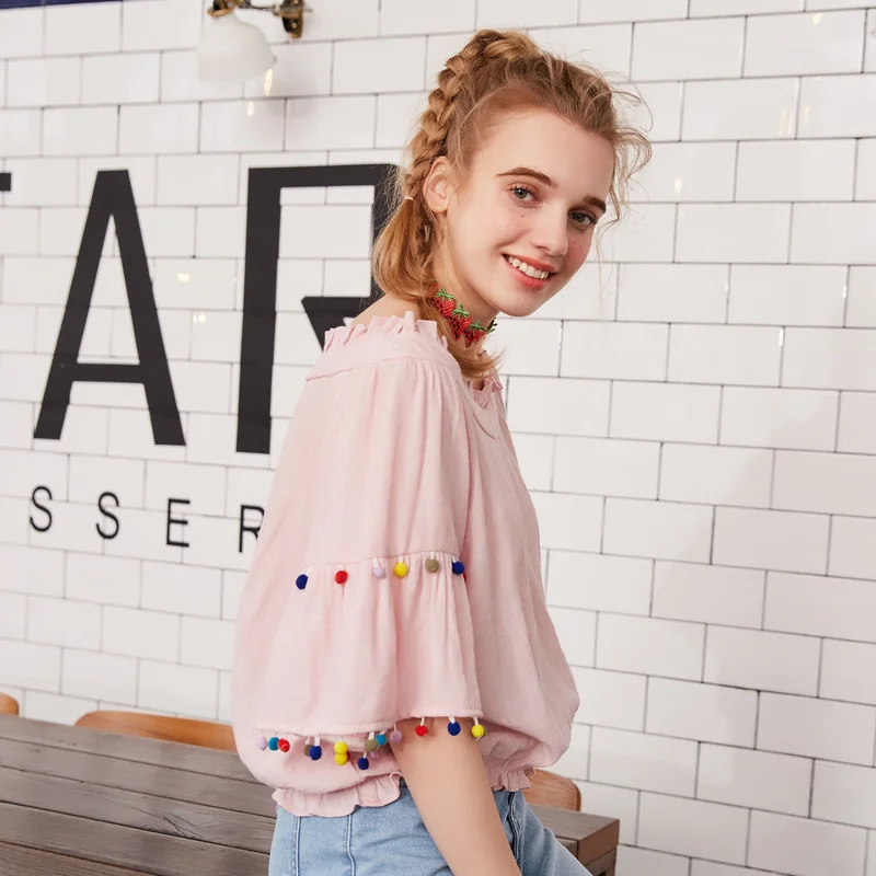  METERSBONWE Short Sleeve Shirt Youth Lovely Blouse College Wind Shirt Fashion Summer New Arrival
