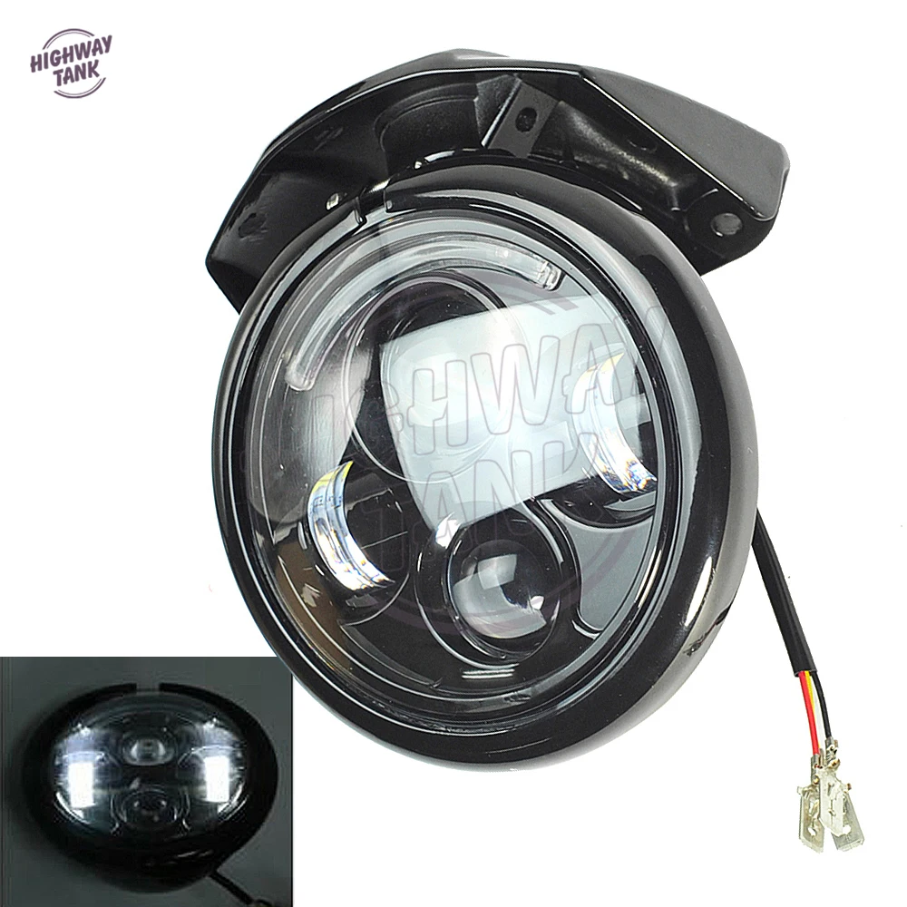 5.75" 40W Black Motorcycle LED Headlight Visor Bracket case for Harley XL883 XL 1200 Sportster |