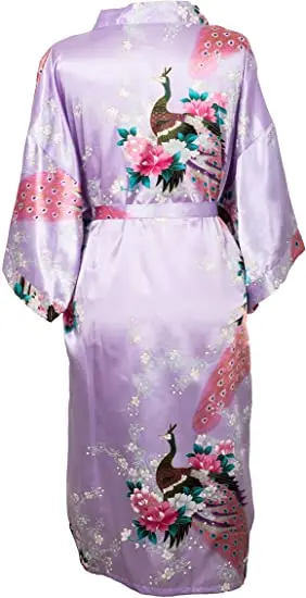 Satin Silk Women Wedding Bridemaid Robe Sexy Crane Print Bathrobe Short Long Kimono Night Gown Robe Fashion Dressing Gown Female women dress women sleepwear bride robes silk robe