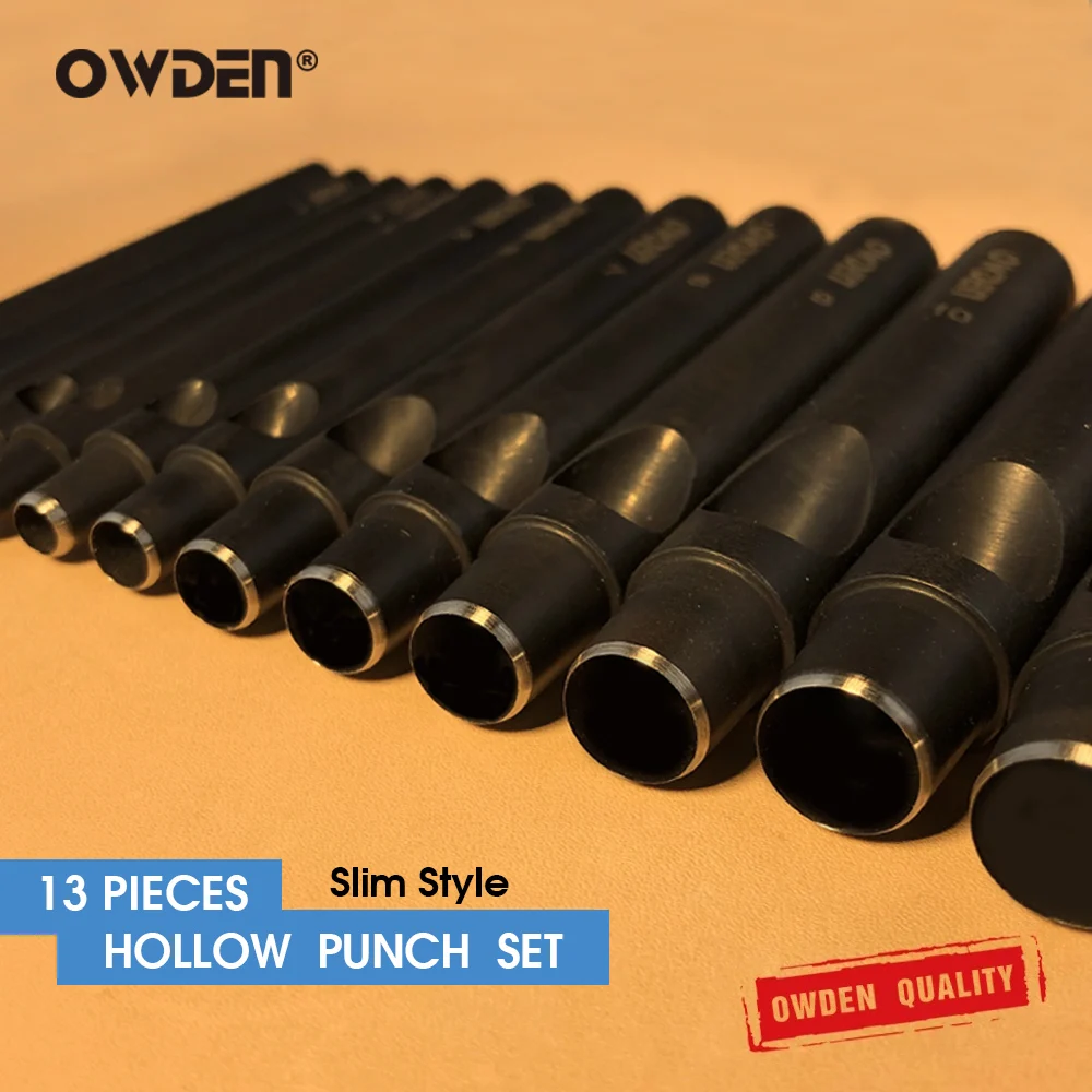 OWDEN 13Pcs Leather Hollow Hole Punch Set Tools 1-12mm Sharp Cuttiing Puncher