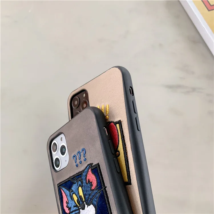 3D чехол для телефона с вышивкой Том и Джерри для iphone 11 pro max, чехол с милым рисунком, чехол для iphone 7 8 plus x xr xs max 11pro