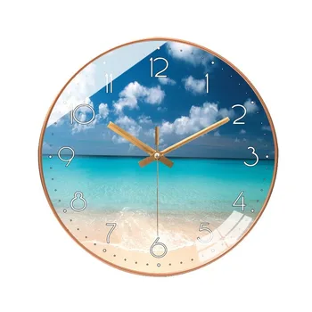 

12-Inch Sea Breeze Clock Nature Pattern Hanging Clock Creative Decorative Clock Clock Factory Wholesale and Retail Single Face