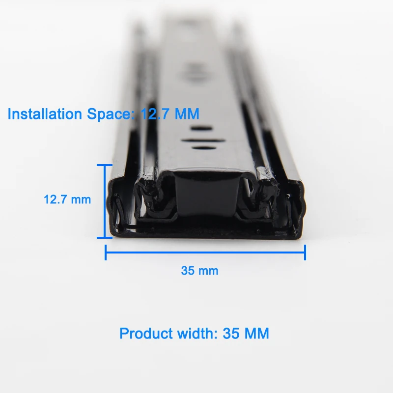 Black Sliding Rails For Drawers Three Drawer Steel Ball Slide