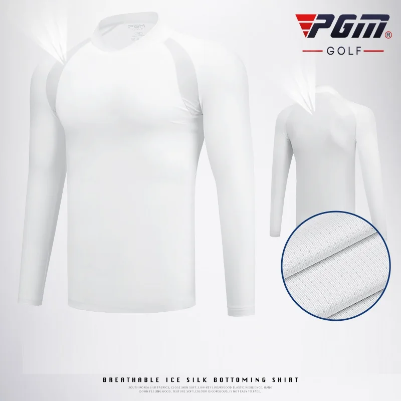 PGM Men's Golf Clothing Sun Protection Shirt Ice Tights Long Sleeve T Shirt Anti-UV Training Underwear Shirts Golf Sportswear mens golf shirt