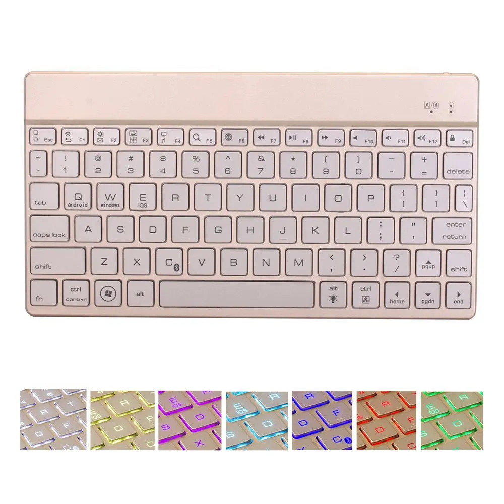 

Ultra Thin 7 Colors LED Backlit Backlight Aluminum Bluetooth Russian/Spanish/Hebrew Keyboard For CHUWI Hi10 Pro Dual OS Tablet