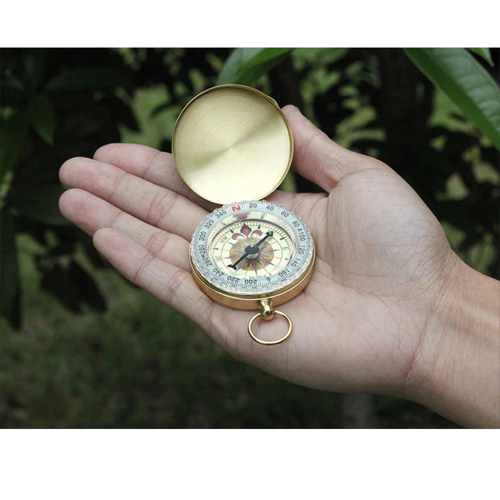 Eyeskey EK50 Portable Golden Compass Delicate Brass Pocket Mini Compass Watch Style Outdoor Camping Hiking