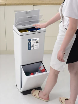 

Double Layers Trash Cans Kitchen Garbage Storage Waste Sorting Bins Garbage Bag Holder With Wheel Kosze Do Segregacji Smieci