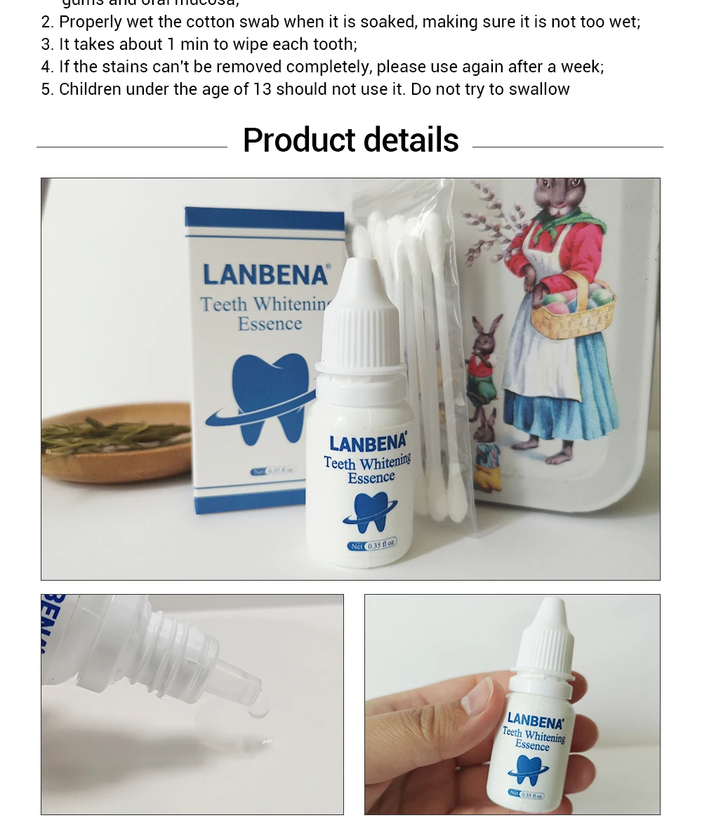 LANBENA Teeth Whitening Essence Powder Oral Hygiene Cleaning Serum Removes Plaque Stains Tooth Bleaching Dental Tools Toothpaste