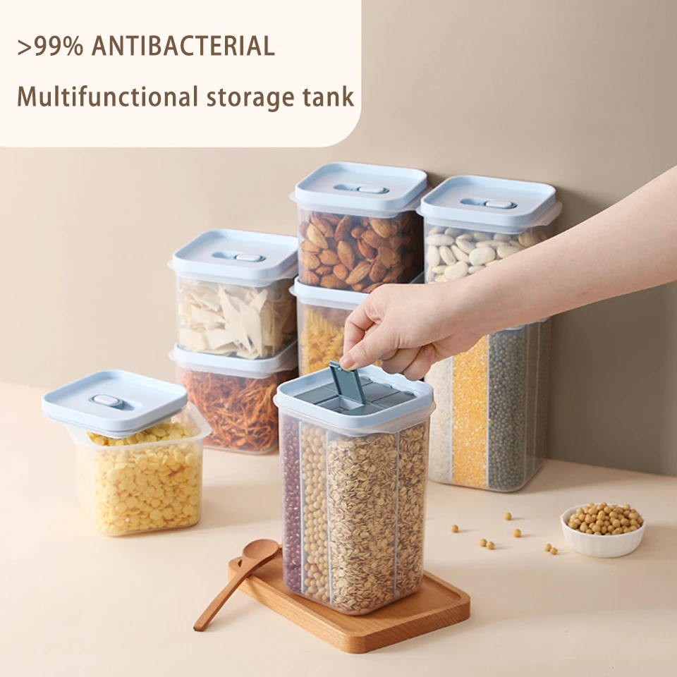 

Kitchen Set Stackable Sealed Jar, Plastic Food Storage Can, Multigrain Tank Bottle, Dried Fruit Can, 6Pcs