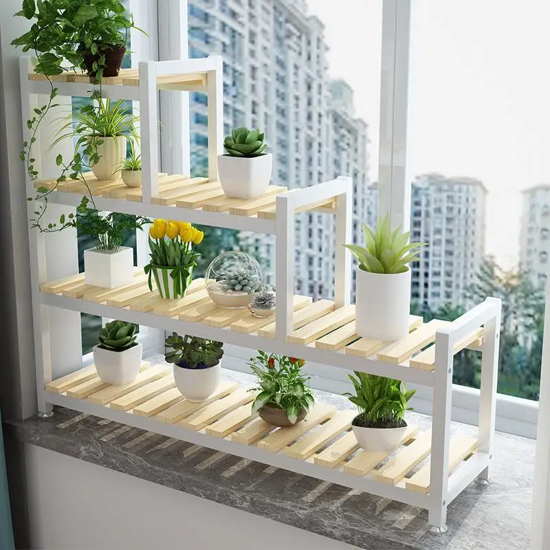 Decorativa Madera Indoor Plant Estanteria Para Plantas Pot Balcony Shelf Dekoration Stojak Na Kwiaty Outdoor Flower Stand