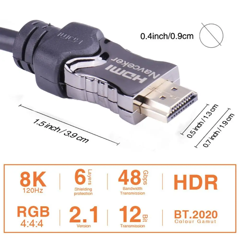 Navceker – câble HDMI 2.1 haute vitesse, 4K 120HZ, UHD HDR 48Gbps,  Ycbcr4:4:4, convertisseur pour PS4, hdtv, projecteur - AliExpress