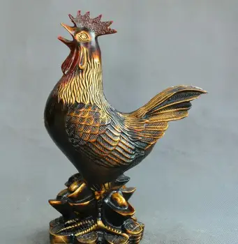

Collect Chinese fengshui old Bronze Chinese zodiac chicken yuanbao lucky Statue