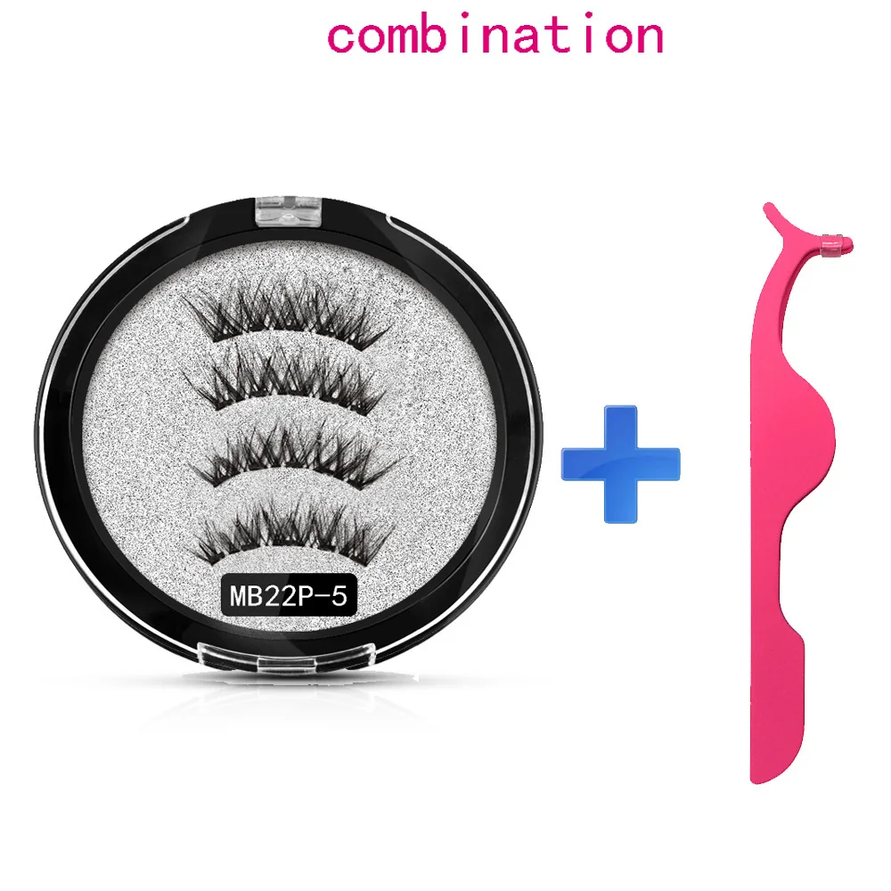 MB 5 Magnetic eyelashes Eye Shadow with handmade 3D/6D faux cils magnetique False magnet Mink lashes+ tweezers+Eye Shadow - Цвет: MB22P-5-CR