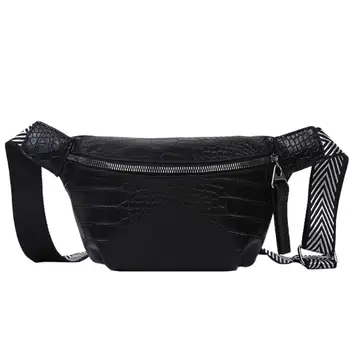 

Solid Color Female Messenger Bag Fashion Durable Fanny Crocodile Grain Handbags PU Leather Zip Phone Crossbody Pouch