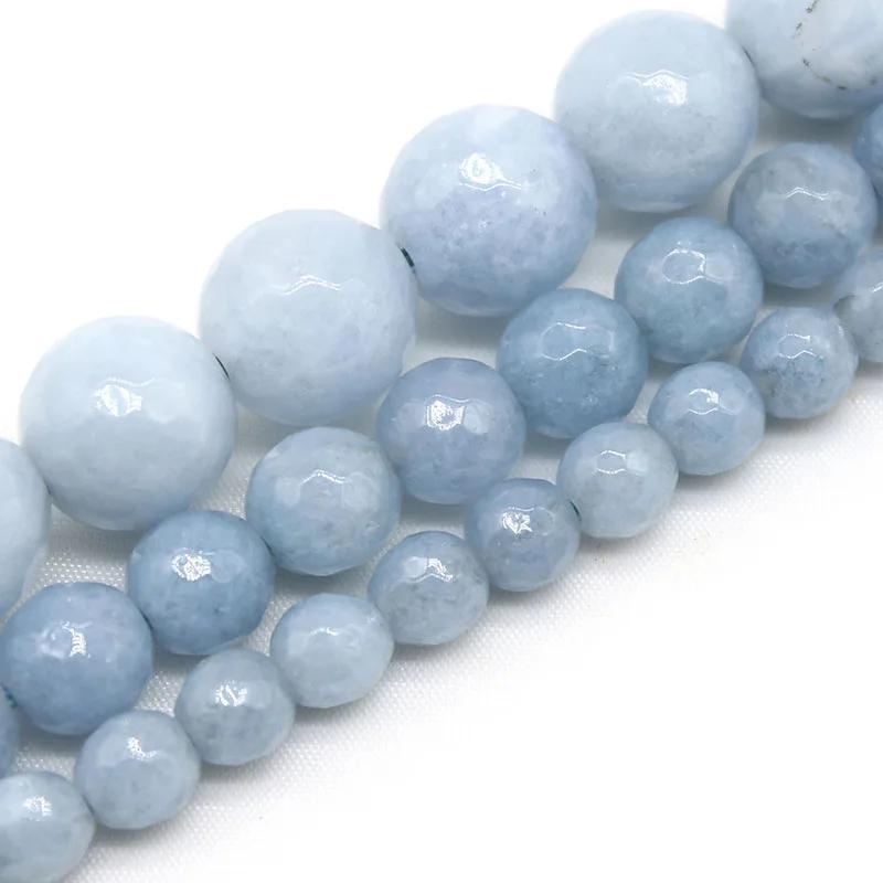 NaturalFacetedBlueAquamarinesStoneBeadsForJewelryMakingRound