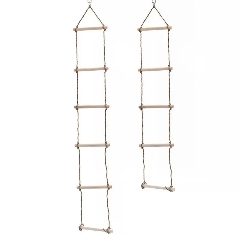 Wooden Rope Ladder Multi Rungs Safe Sports Rope Swing Swivel Rotary Connector Tools Children Activity Climbing Game Toys
