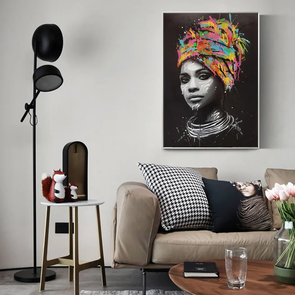 Африканская женщина, настенная Художественная печать на холсте, современная поп-арт, холст, настенные картины, плакаты и принты, портретные картины, домашний декор