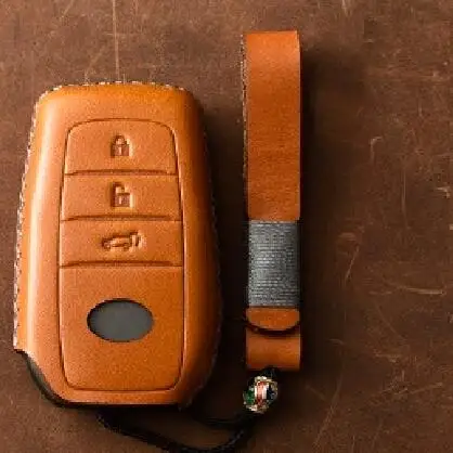 Чехол из натуральной кожи с дистанционным управлением для Toyota Camry Highlander Prado Crown Land Cruiser Prius Vitz Reiz Fortuner Prius - Название цвета: 3Button brown 01