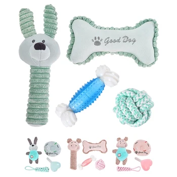 

4 Pcs/lot Pet Dog Plush Chew Toys Set Cute Bite Resistant Chew Squeaky Toy Teeth Cleaning Pressure Relief Toys