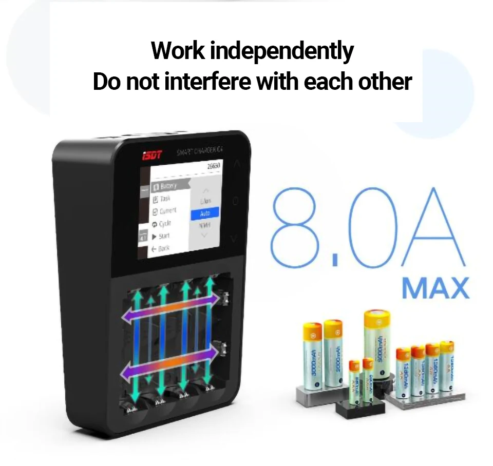  Original ISDT C4 8A Touch Screen Smart Battery Charger Screen With USB Output For 18650 26650 AA AA - 4000252470965