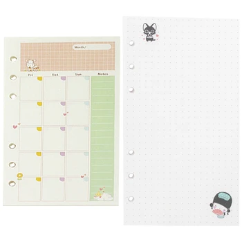 

2 Pcs Colorful Diary Refills Spiral Notebook Replace Color Core Loose Leaf Stationery Gift, A5 Monthly Plan & A6 Dots