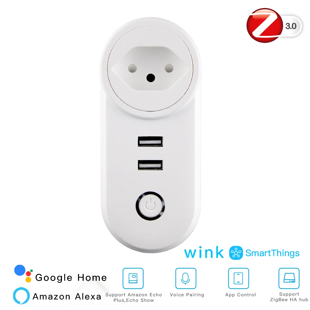 CH ZigBee 3.0 Socket Интеллектуальная розетка ZigBee 3,0 с 2 usb-интерфейсом, дистанционное управление голосовым управлением, работает с SmartThings Wink Echo Plus и большинством Zigbee Hub - Цвет: CH ZigBee 3.0 Socket