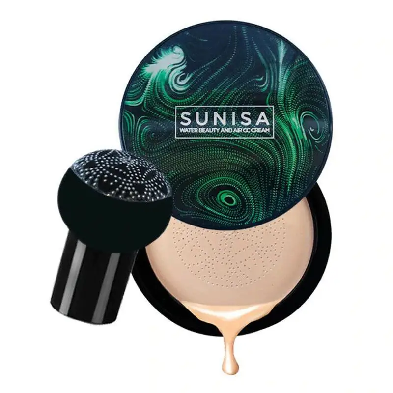 

Mushroom Head Air Cushion CC Cream Moisturizing Foundation Concealer Natural Brightening Makeup BB Cream with Bomb Sponge Head