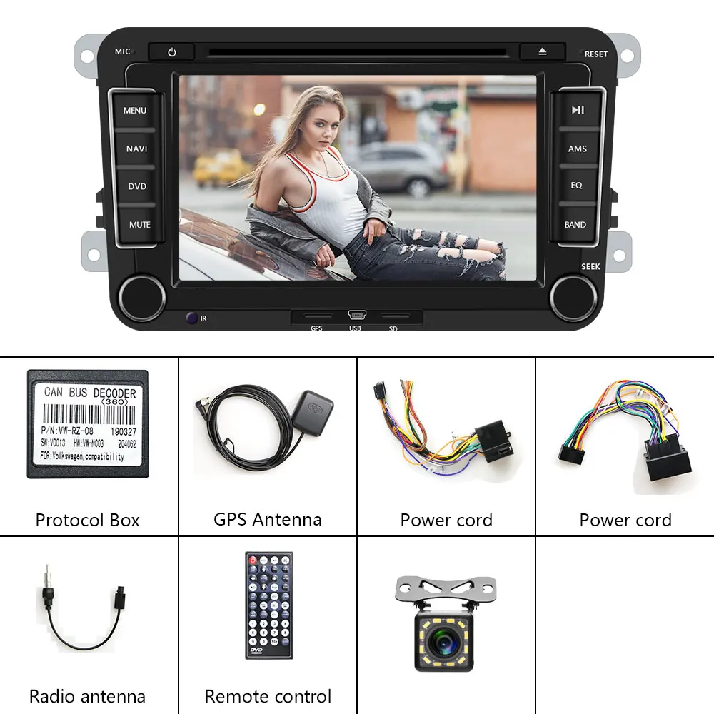 Camecho " 2 Din автомобильный DVD gps Автомобильный мультимедийный плеер для Volkswagen VW golf VI Skoda Fabia passat B7 octavia Canbus плеер аудио - Цвет: with 12 led camera