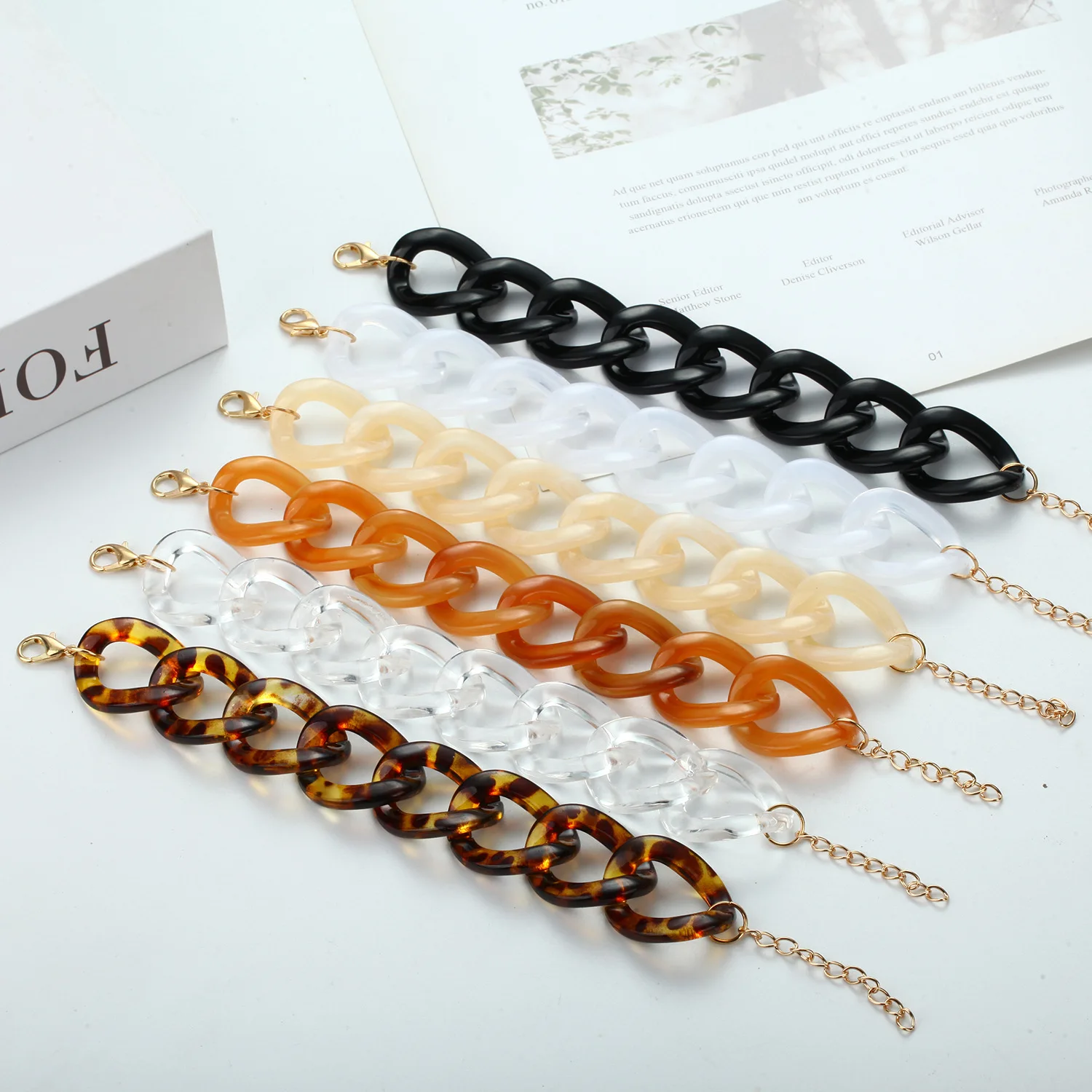 2021 New Fashion Candy Color Resin Bohemian Colorful Acrylic Handmade Thick Chain Men Charm Bracelet Wristband Jewelry for Women | Украшения