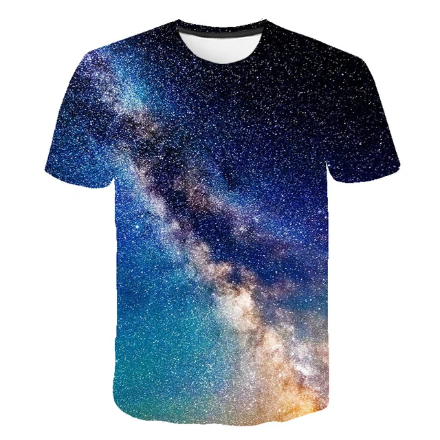 Camisetas con estampado de galaxia de Vast Universe para hombre, camisetas a la moda de verano con estampado 3D, camiseta de Hip Hop informal y atractiva con cuello redondo 1