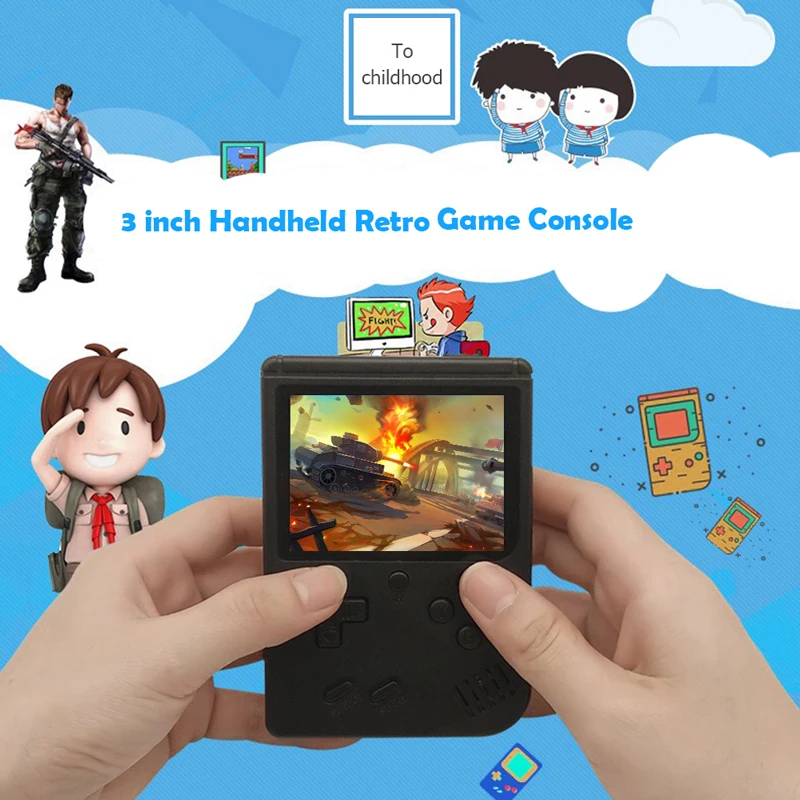 ALLOYSEED Retro Video Game Console 3 inch Color Screen Mini Pocket Handheld Game Player Built-in 400 Classic Games For Kids Gift