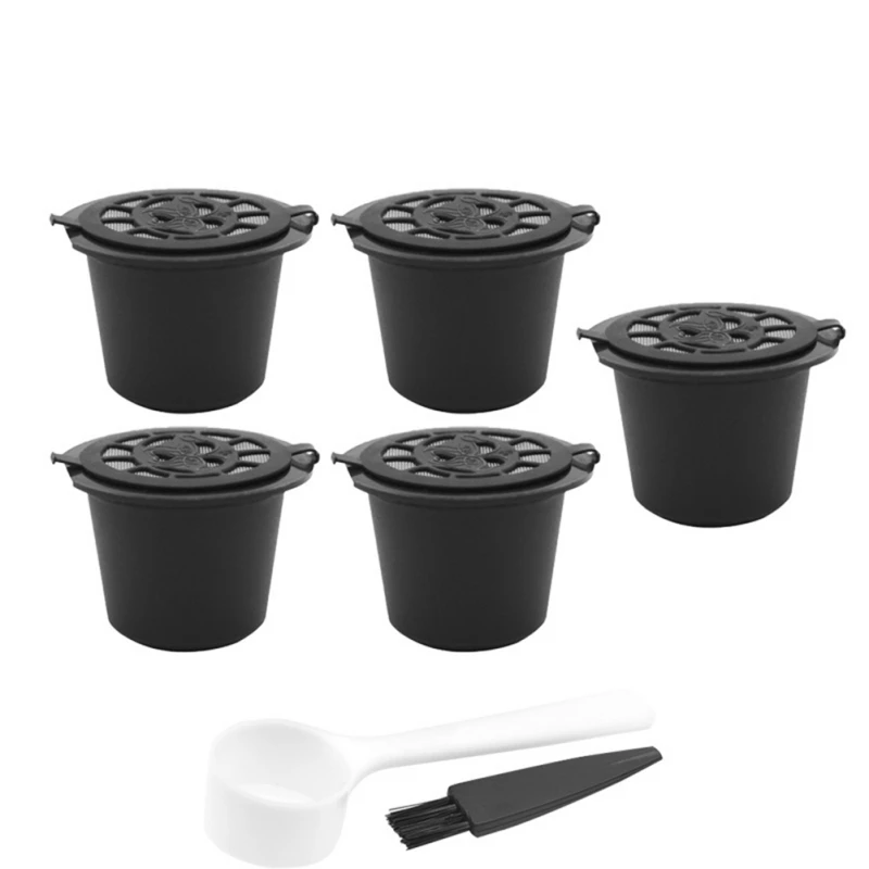 Многоразовая многоразовая капсула для кофе набор Nestle кофе капсула с пластиковой ложкой фильтр Кухня Столовая бар черный