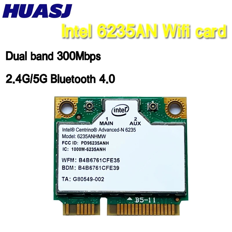 Huasj Novità Per Intel 6235 6235An Dual Band 300Mbps Wireless Wifi Bt 4.0 5Ghz 2.4Ghz Half Mini Pci-E Card