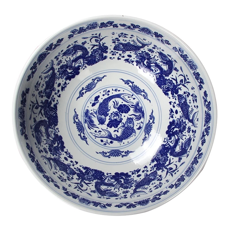 10-16 дюймов 6,5 кг большая сервировочная миска китайский синий и белый Фарфоровая керамика рамен чаша морепродукты стейк салатный суповой чаша посуда