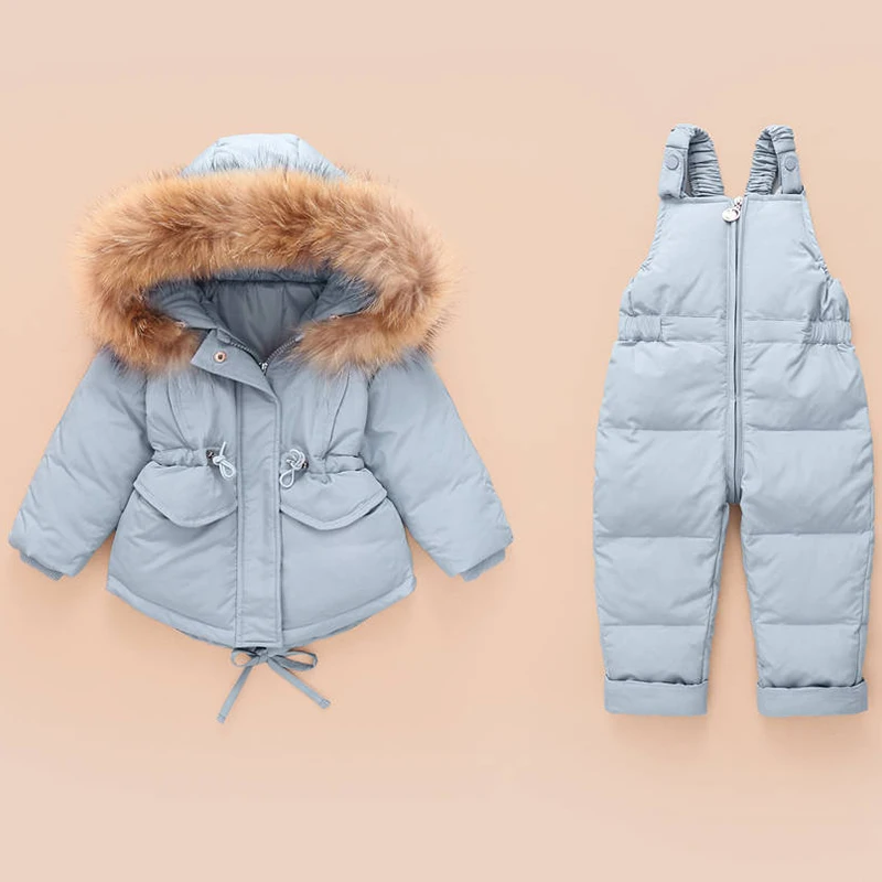 

Baby Winter Snowsuit Children's Clothing Sets Boy Girl Duck Down Jacket + Bib Pants 2pcs Outfit Snow Wear Toddler Kids Clothes