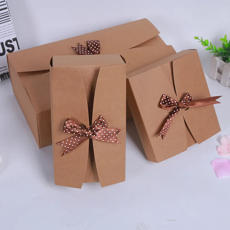 

21*12*7.5cm paper box 10pcs Packing Box Kraft Gift Packaging Box Ribbon White Gift Packing Boxes Cardboard Paper Carton Box
