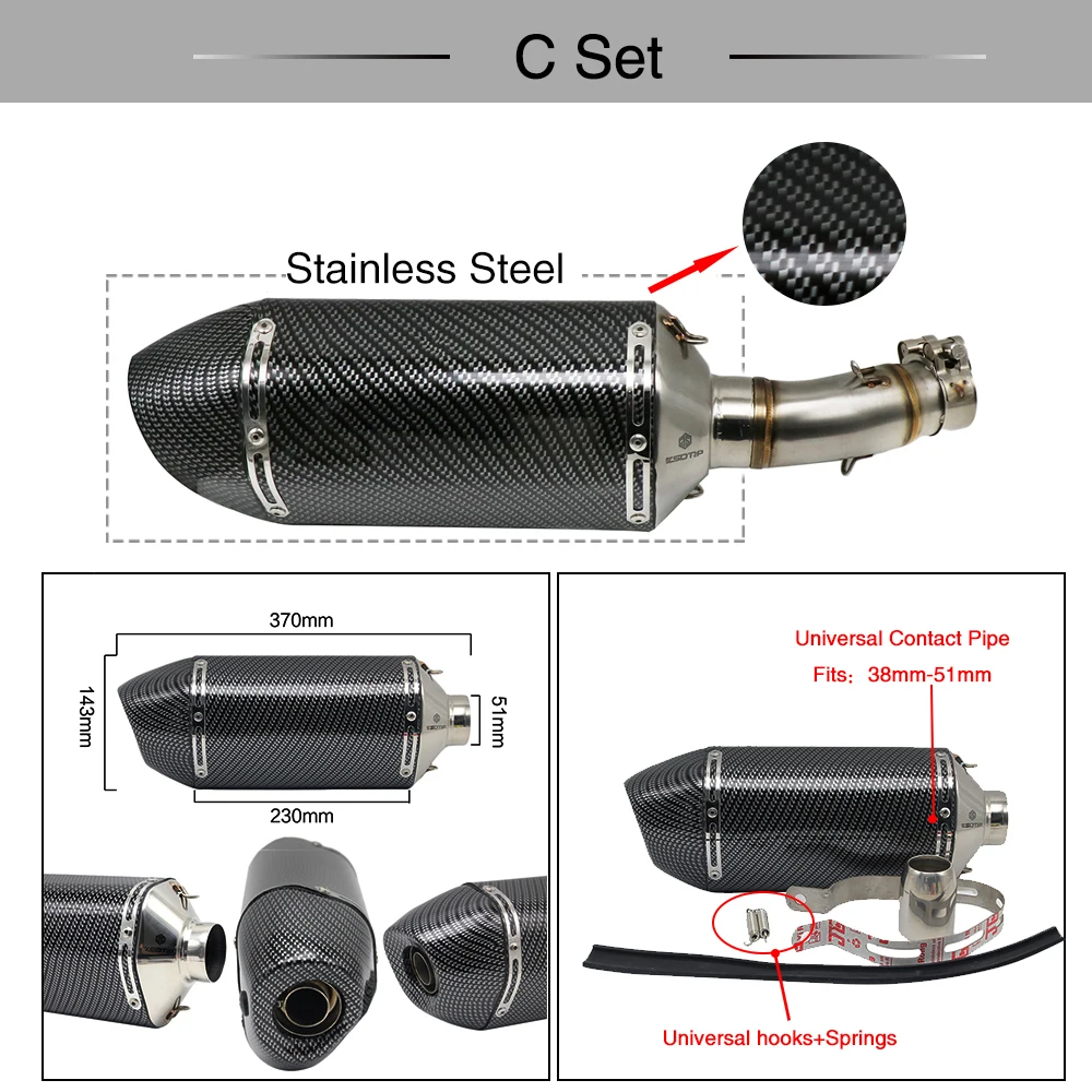 Глушитель выхлопной трубы SCL Racing 51 мм из нержавеющей стали для Kawasaki NINJA400/Z400 2017