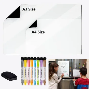 

A3 A4 Size Dry Rubber Magnetic Whiteboard for Fridge Refrigerator White Board Magnetic Markers Eraser Draw Board Menu To Do List