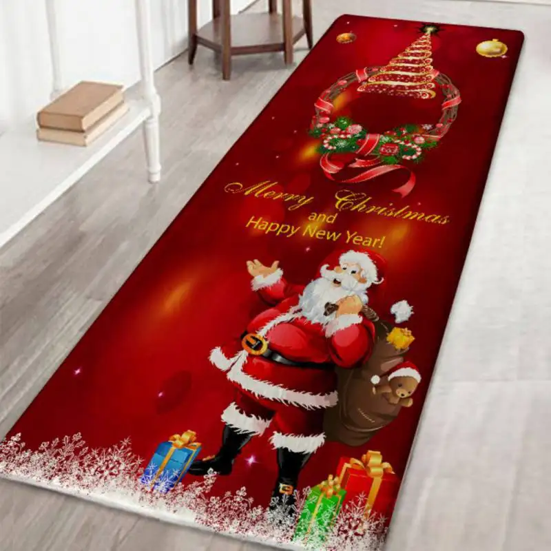 Рождественские фланелевые коврики из ткани Tapis Noel, Нескользящие абсорбирующие коврики для ванной, домашние коврики для кухни