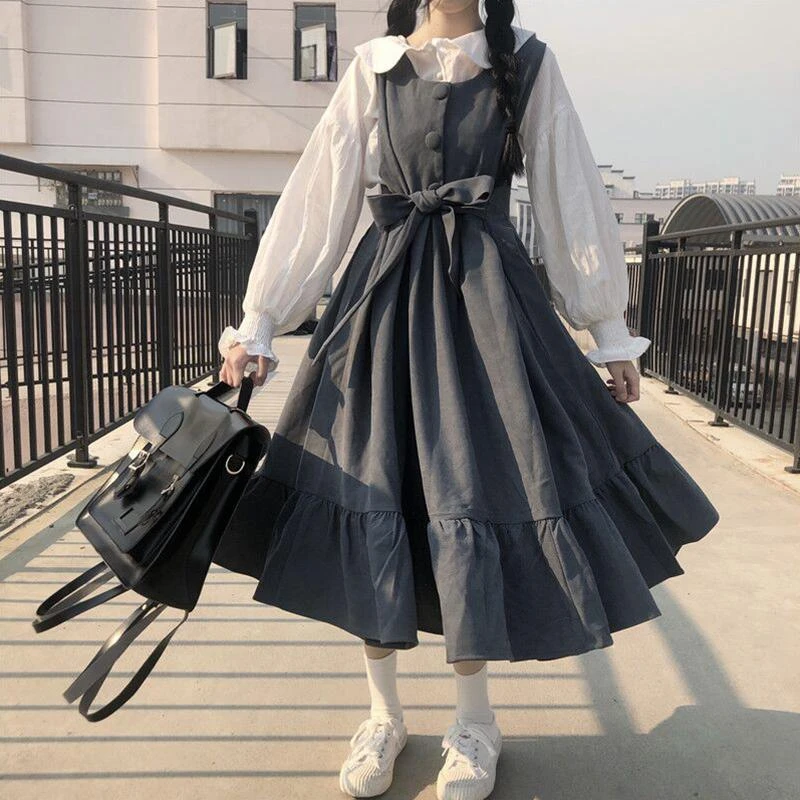 detektor stang Koncession Lolita Dress Sweet Sling Plus Size Dress Women Autumn Winter 4XL Vintage  Black Dresses Japanese Harajuku Kawaii Cute Vestidos|Dresses| - AliExpress