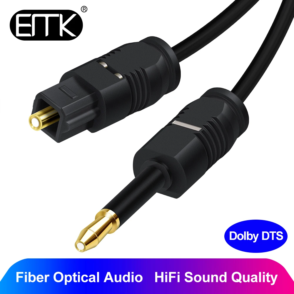 EMK Cavo Audio Ottico Digitale 24K Placcato Oro Spina Intrecciato Nylon Cavo Fib