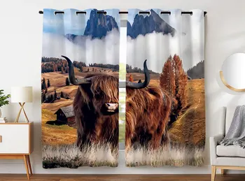 

Hommom blackout curtains (2 panels) gold top grommet high quality fabric cattle