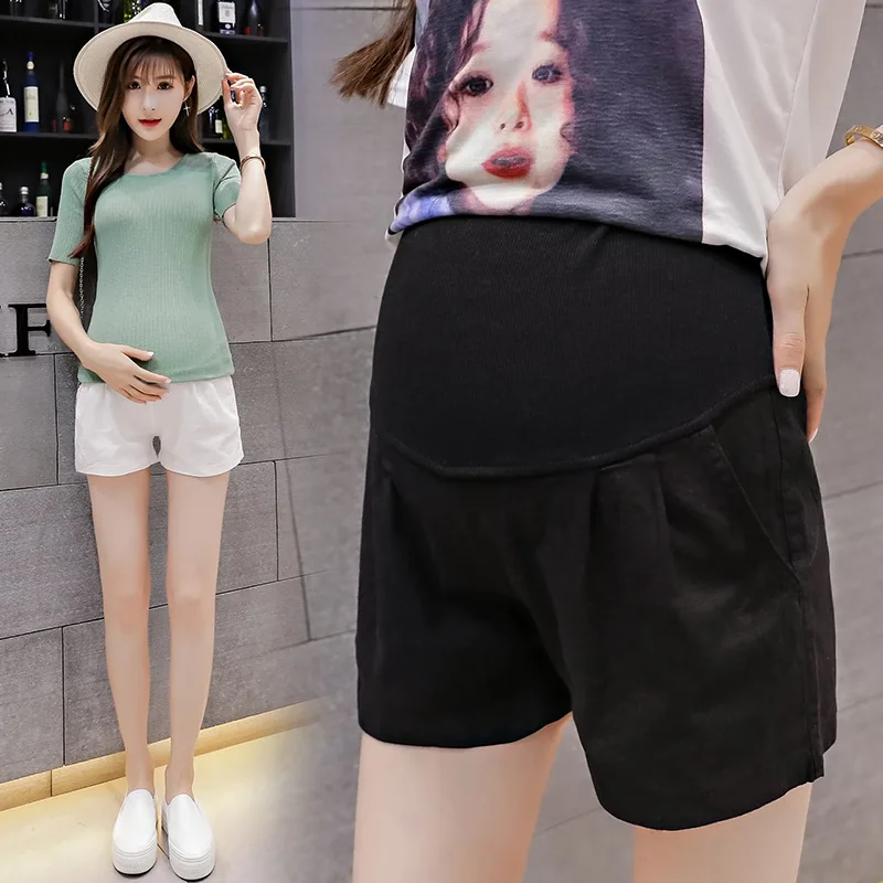 

Shorts for Pregnant Women Summer Wear Outer Wear Cotton Linen Loose-Fit High-waisted Maternity Pants Sub-Thin Summer 2018 New St