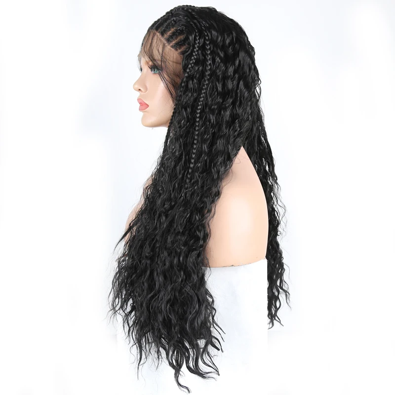 Харизма плетеные парики для черных женщин синтетический парик фронта шнурка термостойкие волокна волос вьющиеся парики с детскими волосами