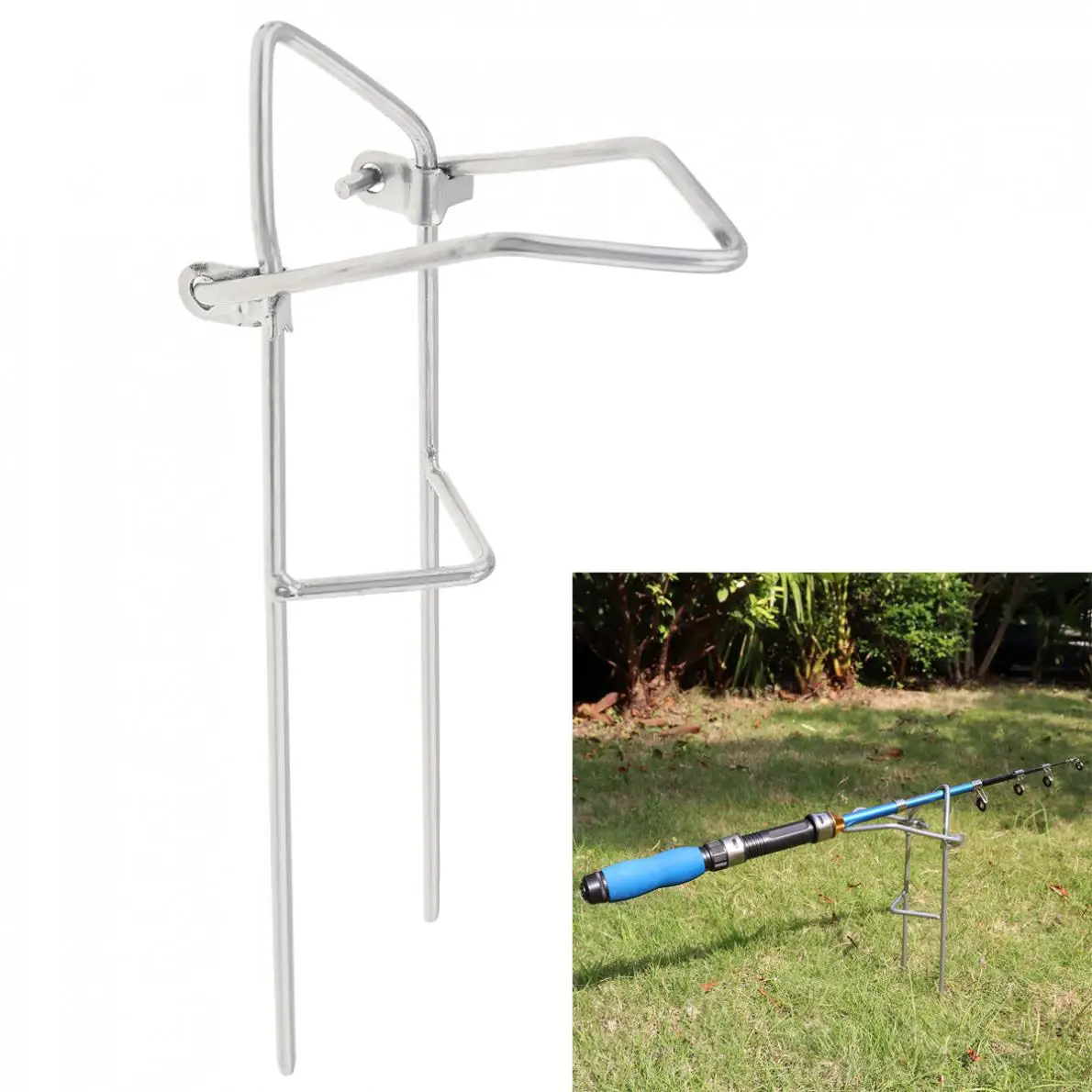 Metal Fishing Rod Ground Inserted Stand Bracket Simple Pole Holder | Спорт и развлечения