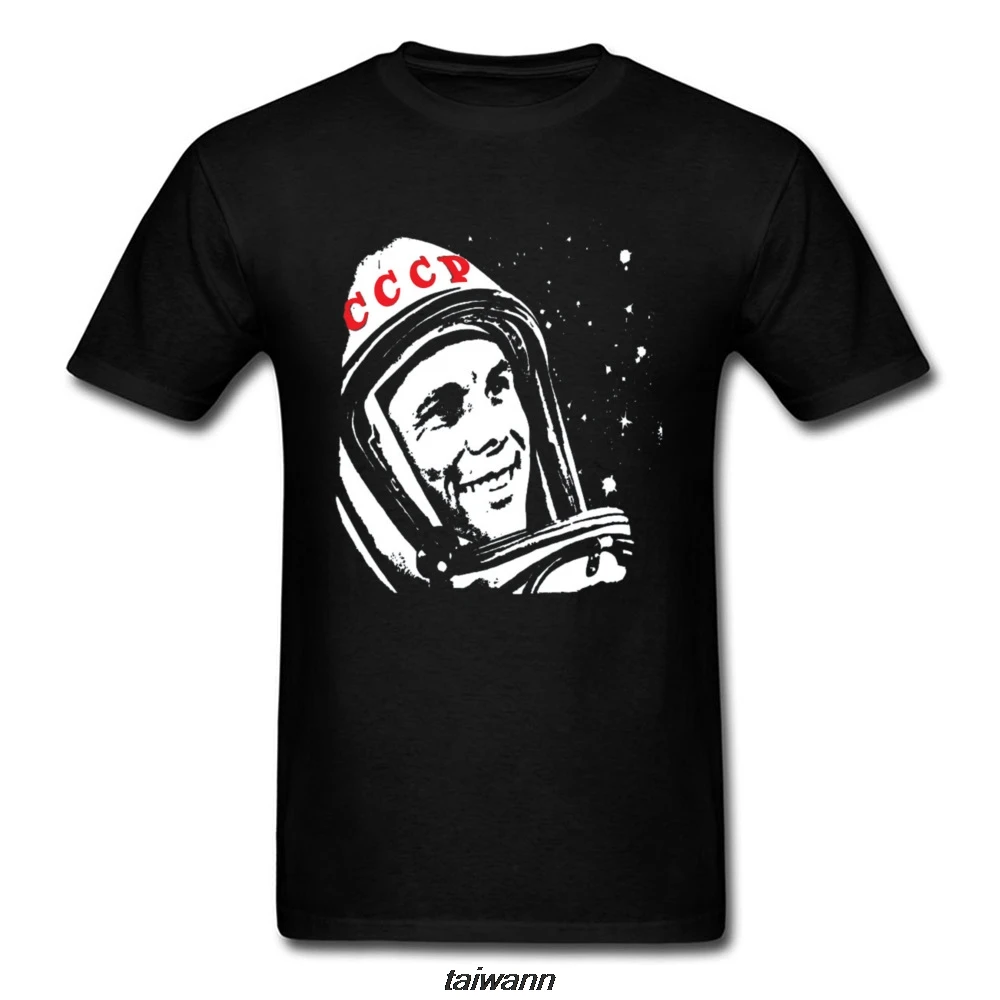 Yuri Gagarin Россия CCCP космический корабль футболка космонавт Sputnik Москву Космос SpaceX ретро-футболка черный занять футболка для мужчин - Цвет: black