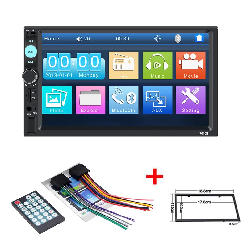 with frame 2 DIN Авторадио Bluetooth 7 дюймов Сенсорный экран автомобильный стерео Автозвук Авто Радио FM/MP5/USB/AUX Зарядное устройство заднего вида Камера автомобильный радиоприемник - Цвет: with frame